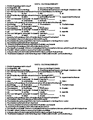 Bài tập Tiếng Anh Khổi 12 - Unit 2 Cultural diversity